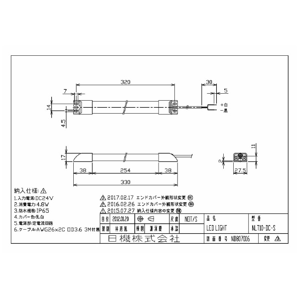 日機（株） スリム型防水LEDライト NLTシリーズ スリム型防水ＬＥＤライト NLT10-DC-S