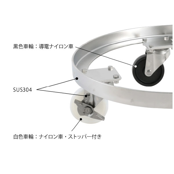 ＭＯＮＯＶＡＴＥ（株） 導電車輪付運搬用台車(SUSナイロン車) KMSD-N 導電車輪付運搬用ステンレス台車 KMSD-N-635