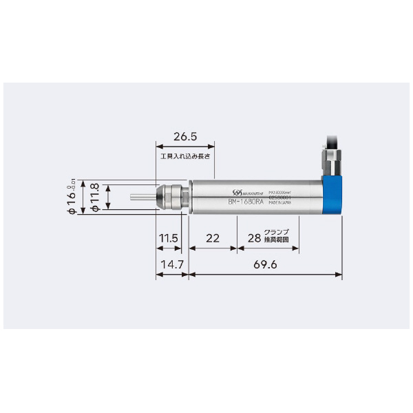 （株）ナカニシ CNC自動旋盤用ストレートモータスピンドル BM-1680RA モータスピンドル BM-1680RA Motor Spindle