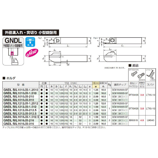 住友電気工業（株） SEC－溝入れバイト ホルダ GNDL ＳＥＣ－溝入れバイト　ホルダ GNDLL1010JX-210