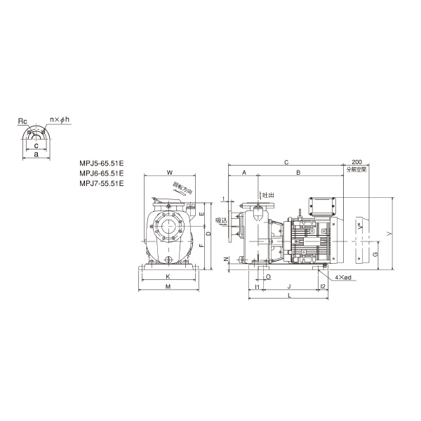 （株）寺田ポンプ製作所 陸上ポンプ(鋳鉄製) MPJ 陸上ポンプ（鋳鉄製） MPJ6-65.51E