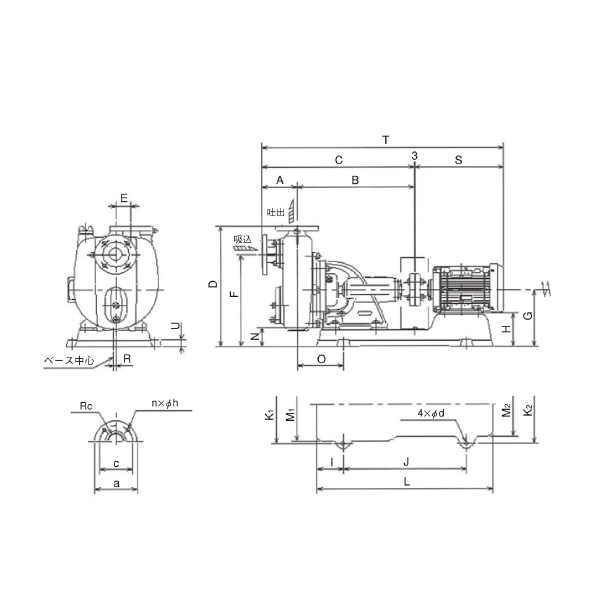 （株）寺田ポンプ製作所 陸上ポンプ(鋳鉄製) OHW 陸上ポンプ（鋳鉄製） OHW-5ME Mﾅｼ 60HZ