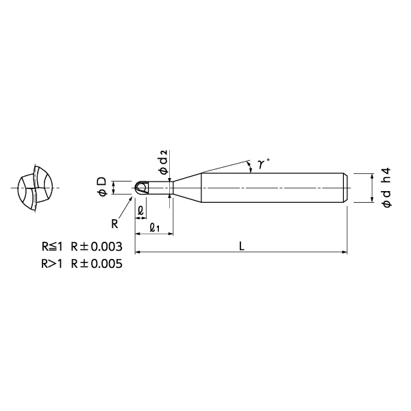 日進工具（株） CBNスーパースパイラルボールエンドミル SSPB220 ＣＢＮスパイラルボールエンドミル SSPB220 R0.25X1
