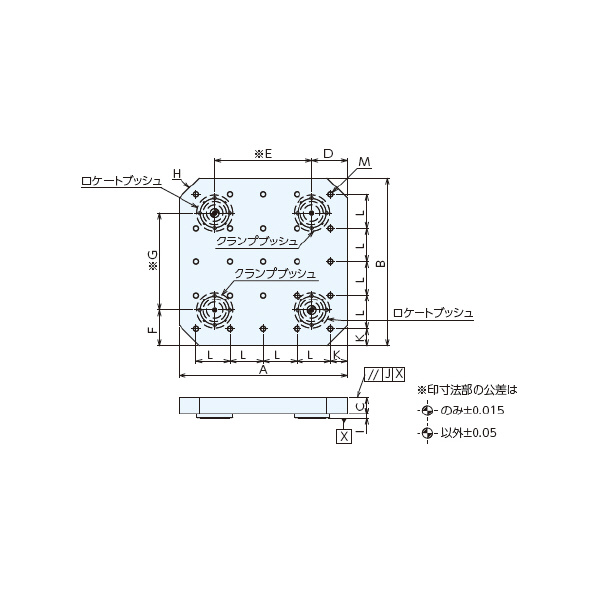 （株）ナベヤ Qーロック内蔵マシンパレット(T穴油圧) MCQH Ｑ－ロック内蔵マシンパレット（Ｔ穴油圧） MCQH400-40H