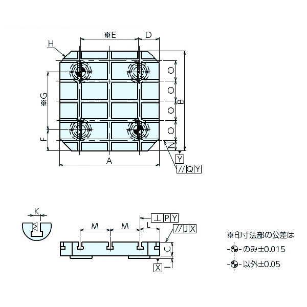 （株）ナベヤ Qーロック内蔵マシンパレット(T溝油圧) MCQH Ｑ－ロック内蔵マシンパレット（Ｔ溝油圧） MCQH630-70T