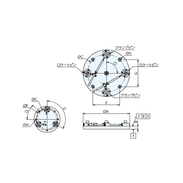 （株）ナベヤ Qーロック内蔵丸型プレート本体 RMCQ Ｑ－ロック内蔵丸型プレート本体 RMCQ500