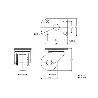 （株）ナンシン 低床重荷量用キャスター THH 低床重荷量用キャスター THH-50 NHG