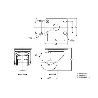 （株）ナンシン 低床重荷重用キャスター THH 低床重荷重用キャスター THH-50 PH S-12