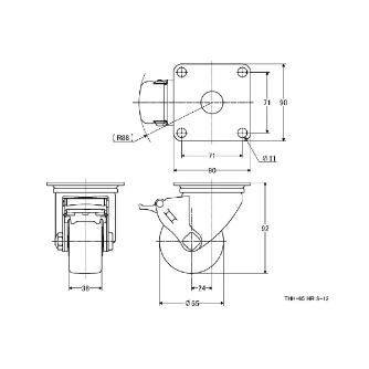（株）ナンシン 低床重荷重用キャスター THH 低床重荷重用キャスター THH-65 HR S-12