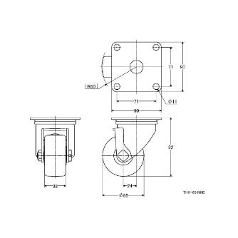 （株）ナンシン 低床重荷量用キャスター THH 低床重荷量用キャスター THH-65 NHB