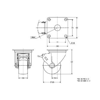 （株）ナンシン 低床重荷重用キャスター THH 低床重荷重用キャスター THH-65 PH S-12