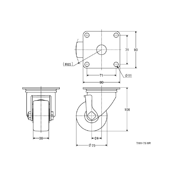 （株）ナンシン 低床重荷重用キャスター THH 低床重荷重用キャスター THH-75 HR