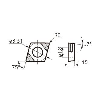 住友電気工業（株） スミボロン スローアウェイチップ 2NU-ECXA-LE スミボロン　スローアウェイチップ 2NU-ECXA030X02LE BN2000