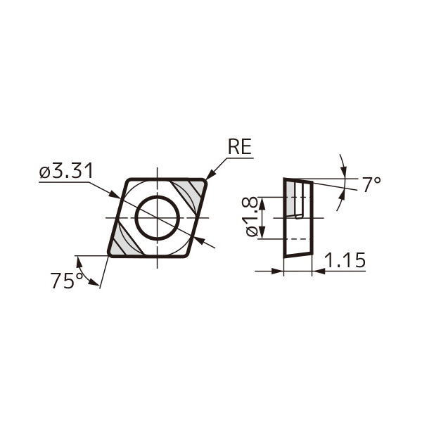 住友電気工業（株） スミボロン スローアウェイチップ 2NU-ECXA-LF スミボロン　スローアウェイチップ 2NU-ECXA030X02LF BN2000