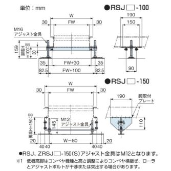 オークラ輸送機（株） ローラコンベヤ用固定脚(スチール製) RSJ ローラコンベヤ用固定脚（スチール製） RSJ250-400