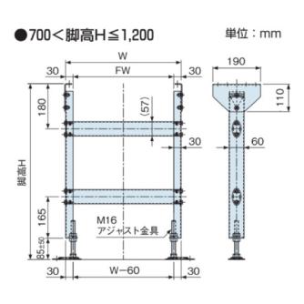 オークラ輸送機（株） ローラコンベヤ用固定脚(スチール製) RSJ ローラコンベヤ用固定脚（スチール製） RSJ250-400