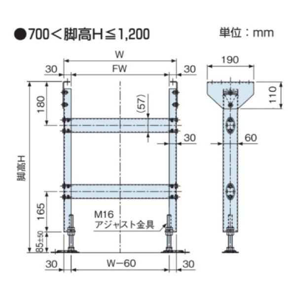 オークラ輸送機（株） ローラコンベヤ用固定脚(スチール製) RSJ ローラコンベヤ用固定脚（スチール製） RSJ250-400