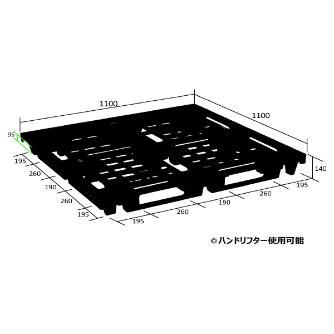 日本プラパレット（株） 輸出梱包用パレット EXA 輸出梱包用パレット EXA-1111N ﾌﾞﾗｯｸ