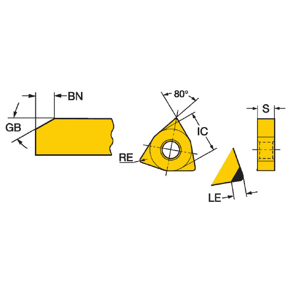 サンドビック（株） T-MaxP チップ CBN WNGA Ｔ－Ｍａｘ　チップ　ＣＢＮ　【Ｅ】 WNGA 08 04 08S01520HWH 7115