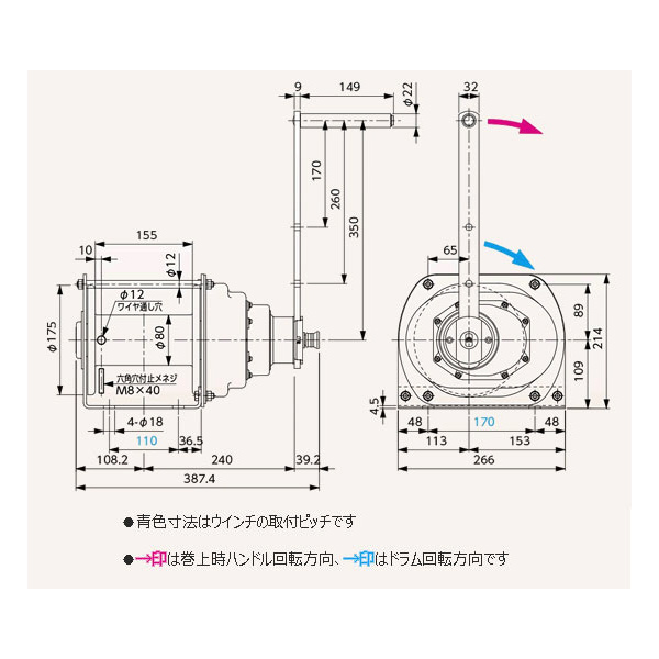 （株）富士製作所 ポータブルウィンチ PNW ポータブルウィンチ PNW-950N