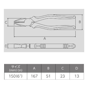 フジ矢（株） 電工ペンチ(エラストマーカバー付) 265HG 電工ペンチ（エラストマー・カバー付） 265HG-150(VICTOR)