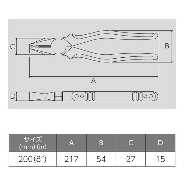 フジ矢（株） 電工ペンチ(エラストマーカバー付) 265HG 電工ペンチ（エラストマー・カバー付） 265HG-200(VICTOR)