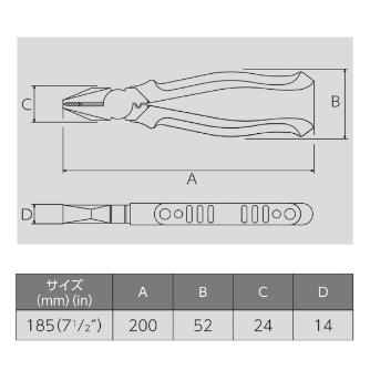 フジ矢（株） 電工ペンチ・圧着付(カバー付) 265HGP 電工ペンチ・圧着付（カバー付） 265HGP-185(VICTOR)