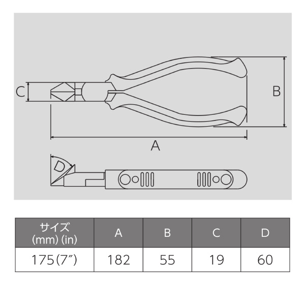 フジ矢（株） 斜ニッパ(エラストマカバー付) 322HG 斜ニッパ（エラストマカバー付） 322HG-175(VICTOR)