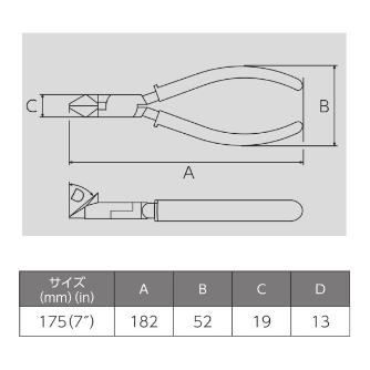 フジ矢（株） 斜ニッパ(成型カバー付) 322A 斜ニッパ（成型カバー付） 322A-175(VICTOR)