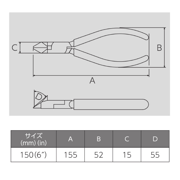 フジ矢（株） 斜ニッパ(樹脂カバー付) 322B 斜ニッパ（樹脂カバー付） 322B-150(VICTOR)