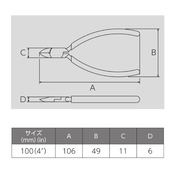 フジ矢（株） マイクロニッパ(樹脂カバー付) マイクロニッパ（樹脂カバー付） 101BS-100(VICTOR)