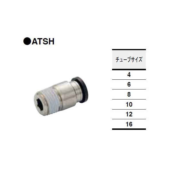 （株）コガネイ クイック継手六角穴付ストレート ATSH クイック継手六角穴付ストレート ATSH10-02 (10ｺｲﾘ)