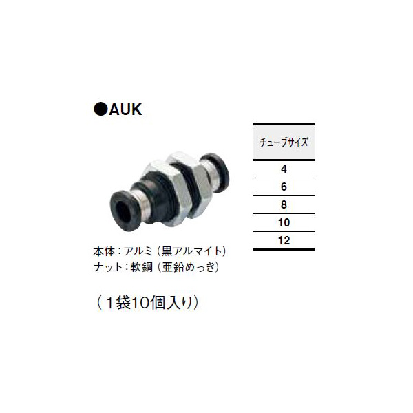 （株）コガネイ クイック継手隔壁ユニオン禁油 AUK クイック継手隔壁ユニオン禁油 AUK10-D (10ｺｲﾘ)