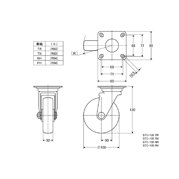 （株）ナンシン 汎用キャスター STC 汎用キャスター STC-100 PH