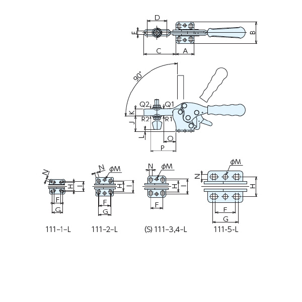 （株）ナベヤ トグルダウンクランプ S111 トグルダウンクランプ S111-4-L