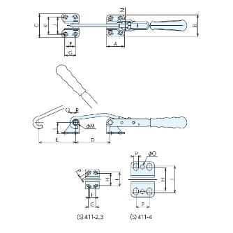 （株）ナベヤ トグルフッククランプ S411 トグルフッククランプ S411-4