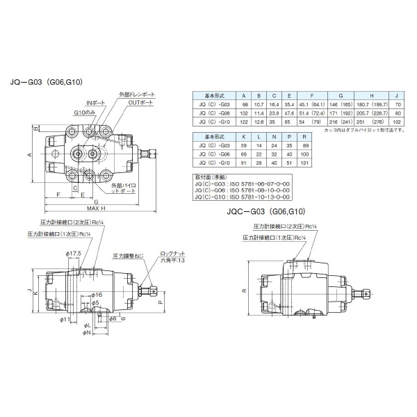 ダイキン工業（株） 圧力制御弁 JQ-G 圧力制御弁 JQ-G10-2C-12