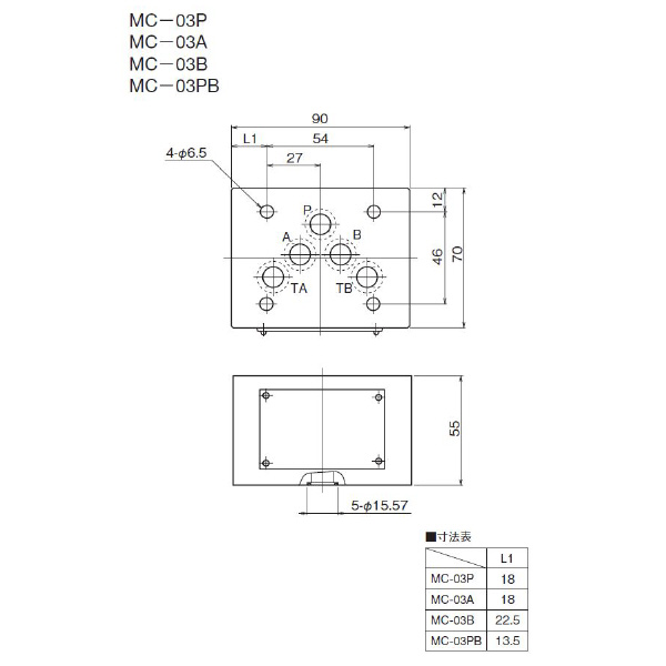 ダイキン工業（株） モジュラースタック形チェック弁 MC モジュラースタック形チェック弁 MC-03P-05-40