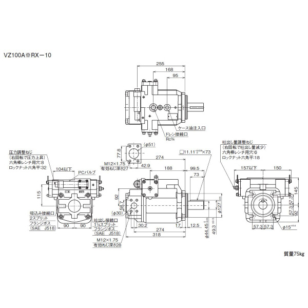 ダイキン工業（株） ピストンポンプ VZ ピストンポンプ VZ100A3RX-10