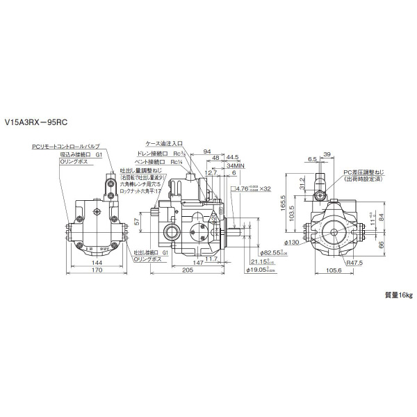 ダイキン工業（株） ピストンポンプ V ピストンポンプ V15A3RX-95RC