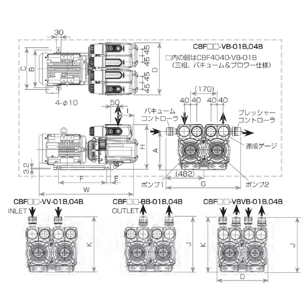 オリオン機械（株） コンビネーション型ドライポンプ CBF コンビネーション型ドライポンプ CBF2525-VB-04B