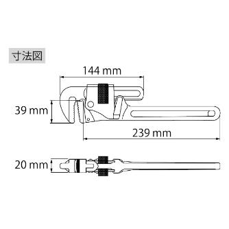 （株）ロブテックス アルミパイプレンチ APW アルミパイプレンチ APW300