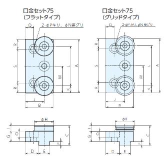 （株）ナベヤ 5軸マシンバイス ユニバーサル口金セット UJS ５軸マシンバイス　ユニバーサル口金セット UJS75-RRG