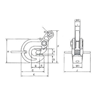 イーグルクランプ（株） 横つり用クランプ 開放ロック装置付ロックスプリング VANL型 形鋼クランプ VANL-1(3-20)