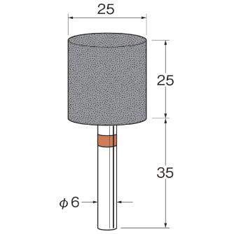 日本精密機械工作（株） 軸付セラミックゴム砥石(金属研削用) R 軸付セラミックゴム砥石　金属研削用　５本 R2381