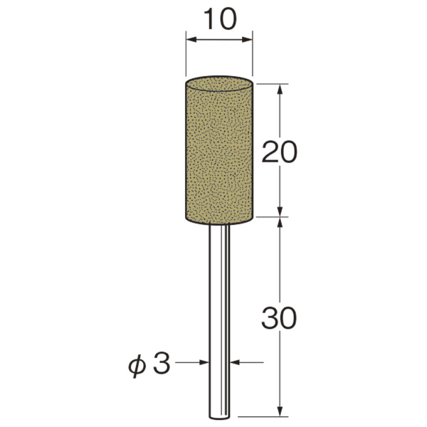 日本精密機械工作（株） 軸付ラビン砥石(一般用) 軸径φ3 R 軸付ラビン砥石　一般用　１０本 R4345