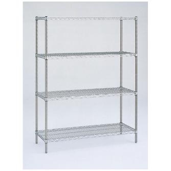 エレクター（株） スーパーシリーズ ステンレスワイヤーシェルフ 4段セット ステンレスエレクター・シェルフ SBS1520･PS1590-4