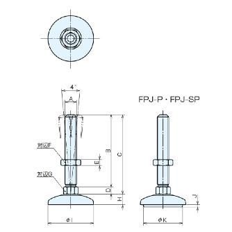 （株）ナベヤ フットジャッキ FPJ型 FPJ フットジャッキ　ＦＰＪ型 FPJ12066-100S