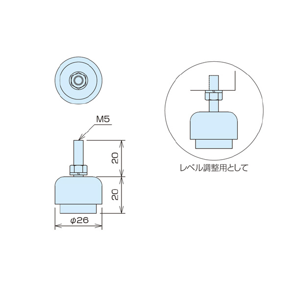 （株）ナベヤ 防振フット(軽量型) BFL 防振フット（軽量型） BFL20D030