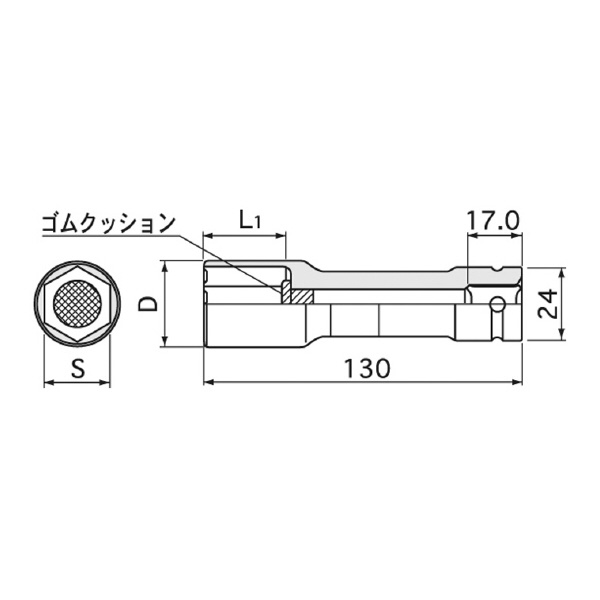 ＴＯＮＥ（株） インパクト用薄形ロングホイルナットソケット 4A インパクトホイルナットソケット 4A-22LLN